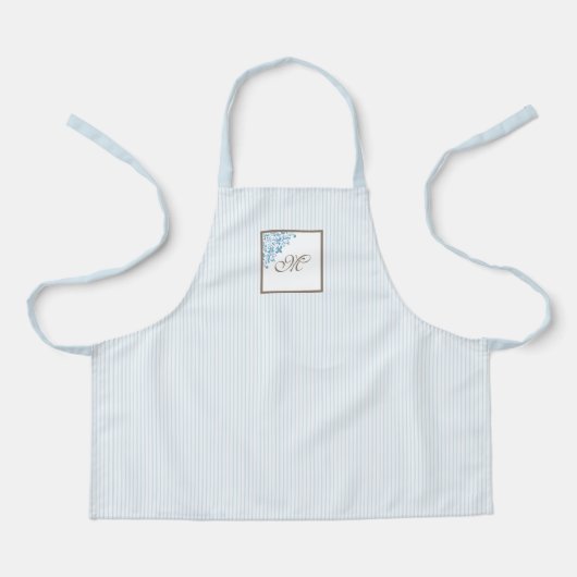 Sブルーフランスの(紋章の)フラ・ダ・リスストライプクリプトモノグラム エプロン (正面)