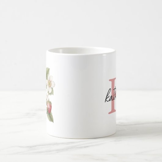 sベリ感じー良いフローラ赤いちごモノグラム コーヒーマグカップ (中央)