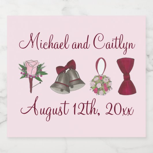 sベル結婚フラワーズボウタイブライダルローズブーケ ビールラベル (シングルラベル)