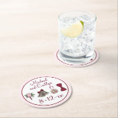 sベル結婚フラワーズボウタイブライダルローズブーケ ラウンドペーパーコースター (インサイチュ)