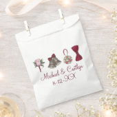 sベル結婚フラワーボウタイナプキンパーソナライズされたズ フェイバーバッグ (クリップ留めされた状態)