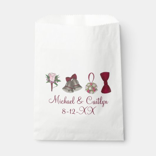 sベル結婚フラワーボウタイナプキンパーソナライズされたズ フェイバーバッグ (正面)