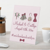 sベル結婚フラワーボウタイナプキンパーソナライズされたズ 台座サイン (インサイチュ)