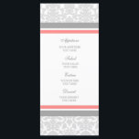 sメニュ結婚ーコーラルグレーダマスク メニュー<br><div class="desc">桃のオレンジスタイリッシュ色のピンク、グレーと白のクラシックフローラダマスクパターンでエレガントなウェディングディナーのメニューは、ディナー詳細でカスタマイズ可能で、一致の製品の幅広い範囲で結婚利用可能。</div>