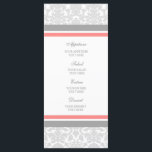 sメニュ結婚ーコーラルグレーダマスク メニュー<br><div class="desc">桃のオレンジスタイリッシュ色のピンク、グレーと白のクラシックフローラダマスクパターンでエレガントなウェディングディナーのメニューは、ディナー詳細でカスタマイズ可能で、一致の製品の幅広い範囲で結婚利用可能。</div>