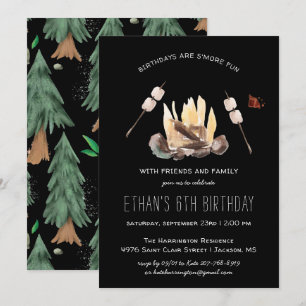 Sモアおもしろい キャンピング誕生日パーティー 招待状