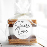 Sモダンミニマルモア・ラブ結婚式の引き出物 ラウンドシール<br><div class="desc">ミニマモダンリストのS'More Love結婚式の引き出物のシールは、ミニマル結婚リストや結婚ミニマルのシールに最適でモダンす。このシンプルデザインは、イベントに最適なハンドスクリプトフォントを備えている。すべての表現を任意の色にカスタマイズ。任意の画像を追加することもできもしる、好き！この結婚式の引き出物シールを自分の名前でカスタマイズし、カートに追加！このおもしろい結婚のおごりは必ずゲストの顔にスマイルをもたらす！一致する項目の詳細については、コレクション全体を参照する。</div>