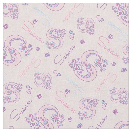 Sモノグラムパーソナライズされたと名前Susan fabric ファブリック (クローズアップ)