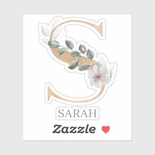 Sモノグラムパーソナライズされたフローラ シール (シート)