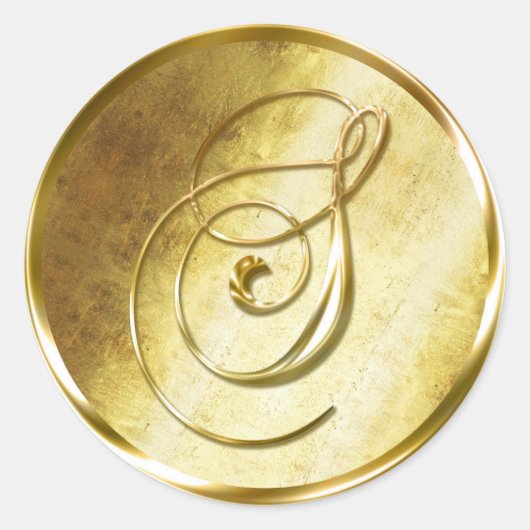 Sモノグラムフェイク金ゴールド封筒用シールシール ラウンドシール (正面)