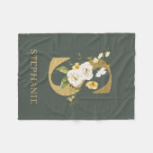 Sモノグラムフローラパーソナライズされたフリースブランケット フリースブランケット (正面(横))
