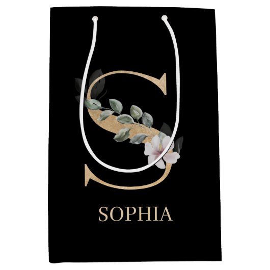 Sモノグラムフローラパーソナライズされた ミディアムペーパーバッグ (正面)