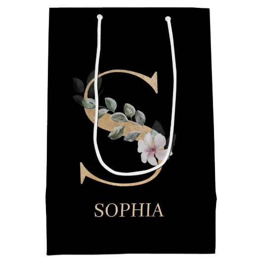 Sモノグラムフローラパーソナライズされた ミディアムペーパーバッグ (裏面)