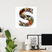 Sモノグラム独自の8カスタム枚フォトコラージュを作成 ポスター (ホームオフィス)