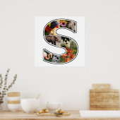 Sモノグラム独自の8カスタム枚フォトコラージュを作成 ポスター (キッチン)