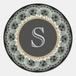 Sモノグラム白オンブラックヴィンテージレースシール ラウンドシール