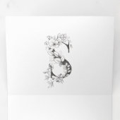 'S'モノグラム美しいスケッチフローラ結婚's 三つ折り招待状 (内部最初)