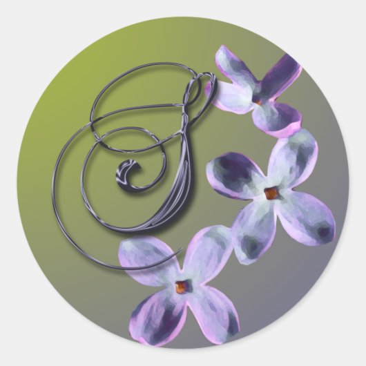 Sモノグラム薄紫封筒用シールシール ラウンドシール (正面)