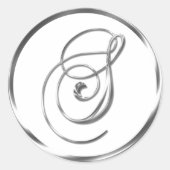 Sモノグラム銀フェイクの封筒または好意の印 ラウンドシール (正面)