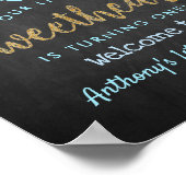 sラブぶら下がったハートスウィートアート誕生日へようこそ ポスター (角)