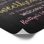 sラブぶら下がったハートスウィートアート誕生日へようこそ ポスター (角)