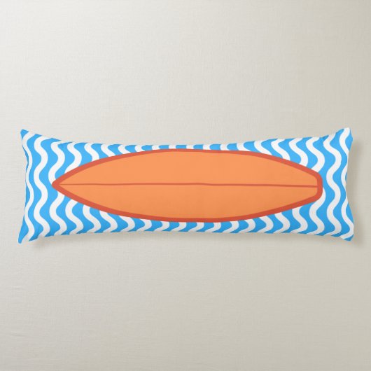 sリラックスオレンジブルーウェーブサーフィン抱き枕 ボディピロー (正面)