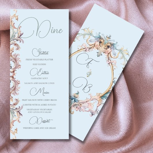 sリージェンシー結婚エラブルーモノグラムモノグラムメニュー メニュー