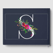 Sレターイニシャルモノグラムフローラ結婚名 ゲストブック (裏面)