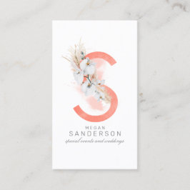 Sレターモノグラムホワイトランとパンパスグラス 名刺