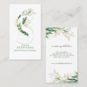 Sレターモノグラム金ゴールド離れ緑 名刺 (正面/裏面)