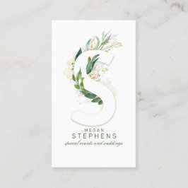 Sレターモノグラム金ゴールド離れ緑 名刺