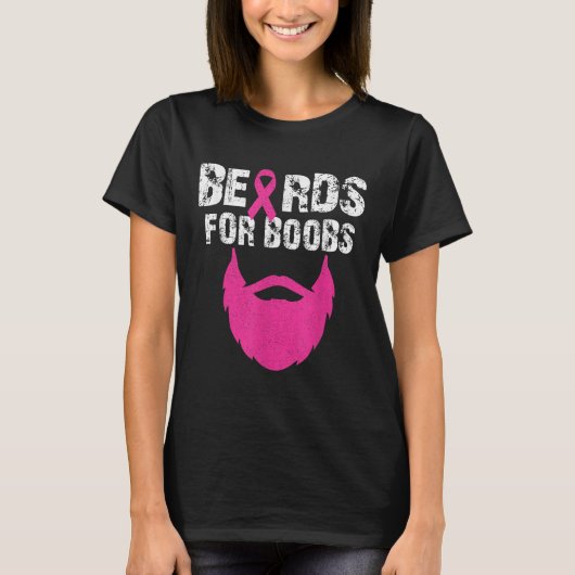S乳がん認識度T用ひげ Tシャツ (正面)