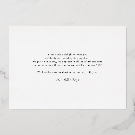 s写真結婚ありがとうバラゴールドフォイルカード 箔招待状 (裏面)