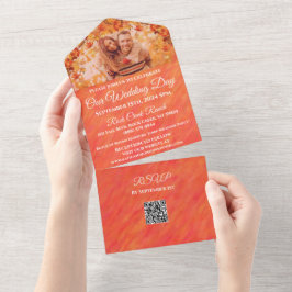 s写真結婚秋の雰囲気 – 秋スタイル- オールインワン招待状