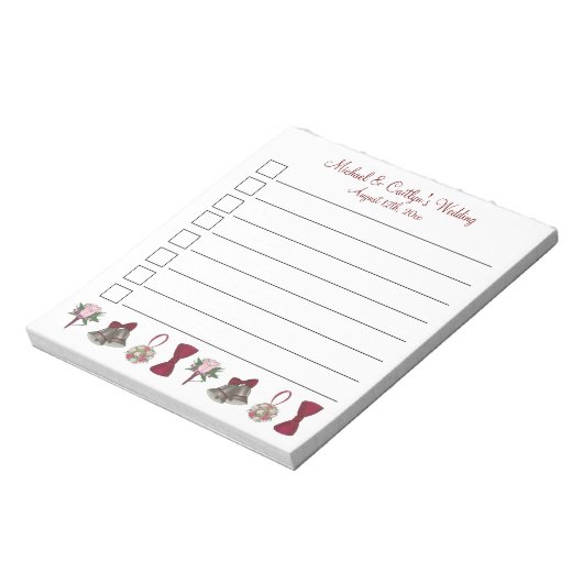 s婚約結婚ブライダルシャワーブーケベルズボウ ノートパッド (回転)