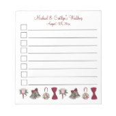 s婚約結婚ブライダルシャワーブーケベルズボウ ノートパッド (正面)