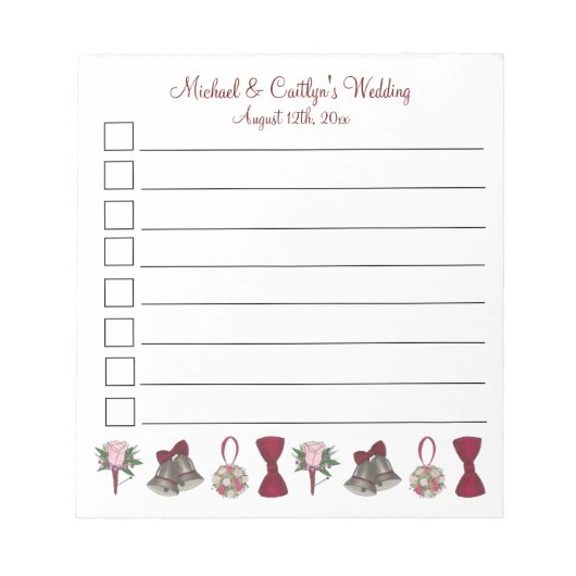 s婚約結婚ブライダルシャワーブーケベルズボウ ノートパッド (正面)