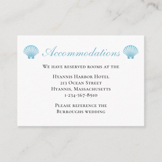 s宿泊結婚Blue Shells航海のビーチ エンクロージャーカード (正面)
