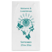 s小結婚抱き枕ティール（緑がかった色）蝶ハート スモールペーパーバッグ (裏面)