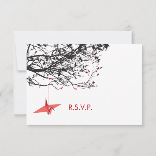 s折り紙ぶら下がった紙クレーズアジア結婚式RSVP 出欠カード (裏面)