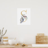 S文字パーソナライズされた名モノグラムと馬ポー ポスター (キッチン)