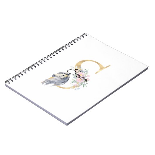 S文字パーソナライズされた名馬文字 ノートブック (左側)