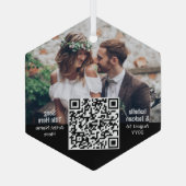 s曲結婚QRコード&写真ニューリュウズ六角形 ガラスオーナメント (裏面)