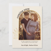 s来 soon金ゴールドArch 2 Photo Neutral妊娠 案内状 (正面)