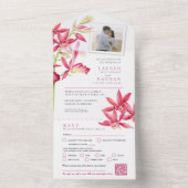 s玉結婚蘭の水の色の食事RSVP QR写真 オールインワン招待状 (内側)