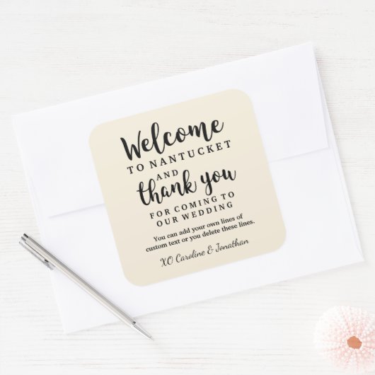 s結婚ウェルカムサンキューホテルカスタムお気に入りバッグ スクエアシール (封筒)