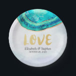 s結婚ウォーエレガントトカラーティール（緑がかった色）&金ゴールドゲートGeode ペーパープレート<br><div class="desc">ウェディングシャワー紙プレートテンプレートエレガント – 水彩ターコイズ&金ゴールドアゲードスライス。あなたの大きな一日のための完璧なデザイン!すべての文字スタイル、色、サイズは、ニーズに合わせて変更できる。</div>