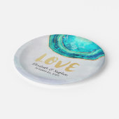 s結婚ウォーエレガントトカラーティール(緑がかった色)&金ゴールドゲートGeode ペーパープレート (アングル)