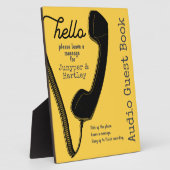 s結婚オーディオゲストブックブラックフォンマスタード8x10 フォトプラーク (側面)