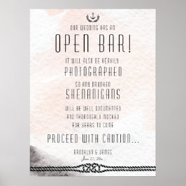 s結婚オープンバーサイン18x24水彩桃 ポスター